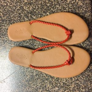 Red braided strap flip flop